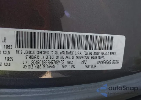 2017 Chrysler Pacifica Touring-L z USA, uszkodzony, nr VIN 2C4RC1BG7HR702459